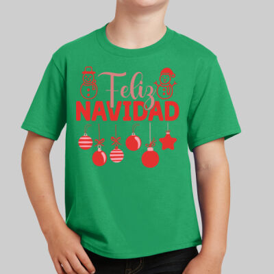 Youth T-Shirt - Winter Holidays - Feliz Festive - Red Thumbnail