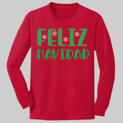 Youth Long Sleeve Shirt - Winter Holidays - Feliz Navidad - Green Thumbnail