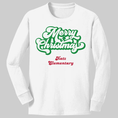 Youth Long Sleeve Shirt - Winter Holidays - Merry Christmas - Green & Red Thumbnail